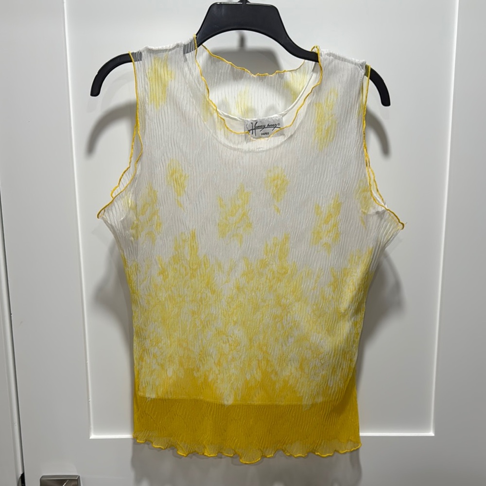 Yellow and White Two layer Sleeveless Top from Paris